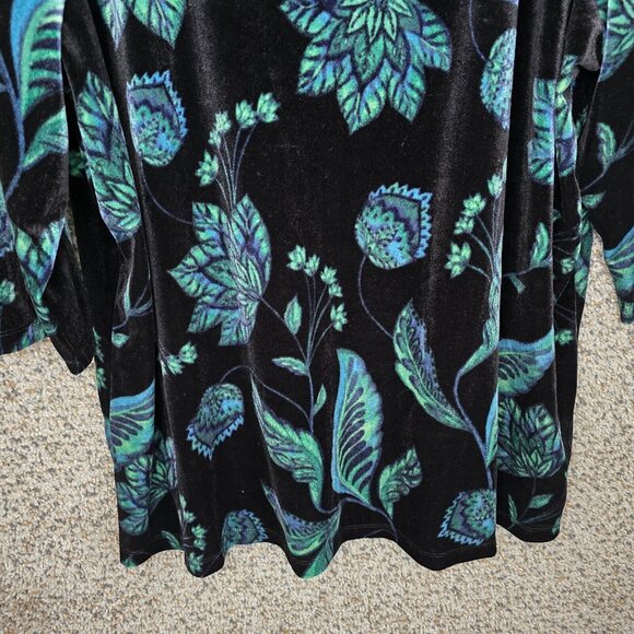 Catherines Top‎ Womens Plus 0X 14/16W Green Velvet Blouse V Neck Casual Ladies - Picture 5 of 7